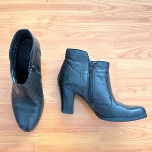 Born “Claire” Black Leather Ankle Boots